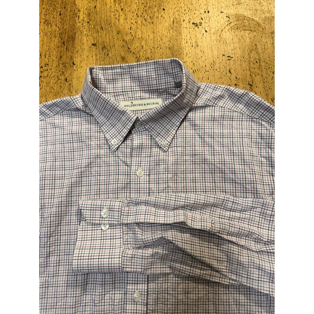 Holderness & Bourne Tailored Fit XL Mens Tattersall Plaid Button Down Shirt L/S